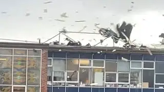 Storm Roof Damage: Mighty Winds Tear School Roof in Stockton || WooGlobe