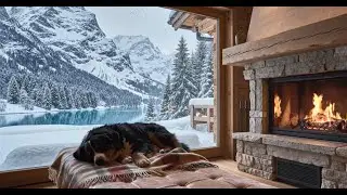 Cozy Winter Cabin Ambience ❄️ - Heavy Snowstorm & Fireplace Sounds