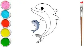 Cute Dolphin Drawing Step by Step | Digital Drawing Master