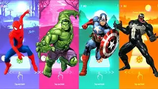 Spiderman 🆚 Hulk 🆚 Captain America 🆚 Venom | Marvel Heroes | Tiles Hop Fun Ball