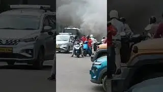 Bus catches fire on Mg road - St marks road signal (LIC building junction)