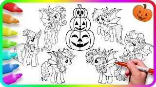 Coloring Pages MY LITTLE PONY - Halloween | How to color My Little Pony | Easy Drawing Tutorial Art