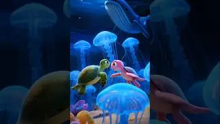 Turtle Samandar Mein, Sark Ne Di Surprise! 😂🐢 #FunnyToon #TurtleAdventure #Viral #CuteAnimals