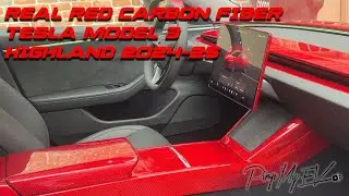 Tesla Model 3 Highland Real Molded Red Carbon Fiber by Pimp My EV