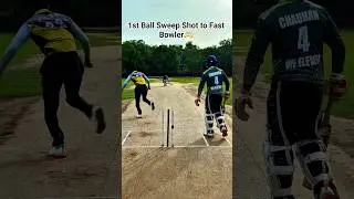 Unbelievable Sweep Shot on the First Ball🫶#cricket #sweepshot #fastbowler #cricketshorts  #viral