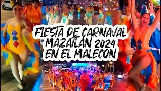 INICIA la FIESTA de CARNAVAL 2024 en  MALECON de MAZATLAN / Bailes, Comparsas y Pirotecnia /Carnival