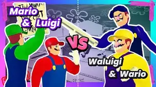 🤼‍♂️Mario is a CRAZY mf😆Mario v Wario Bros|HIGHLIGHTS|Funny Moments, Glitches&ParodyMatches|@SimSlam