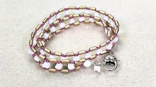 Double -wrap bracelet with the Sunny Solstice Potomac Beads Treasure Edition