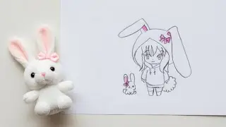 How to draw cute anime girl with bunny hat🐰easy pencil sketch🐰how to draw anime girl character