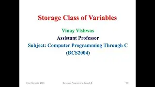 Storage Class of Variables Part 1