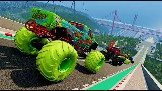 Epic High Speed monster trucks Car Jumps #3 - BeamNG Drive | BMNG Random Drive