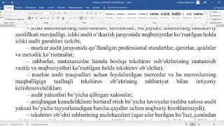 Mavzu:  ICHKI AUDIT ASOSLARI (zoom).