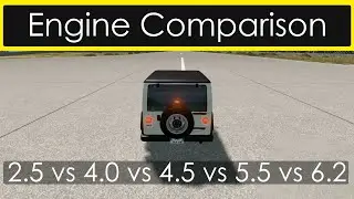 2.5 Liter vs 4.0 Liter vs 4.5 Liter vs 5.5 Liter vs 6.2 Liter - Engine Comparison BeamNG.drive
