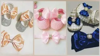 most elegant beautiful awesome Collection of new born baby's shoes and bows
