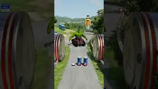 City Buses & Dumper Truck vs Hydraulic Crush - BeamNG.drive #shorts #beamngdrive #beamngdrive