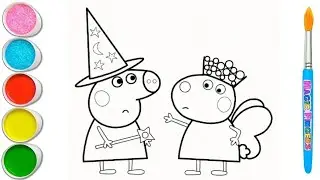 👑 Peppa Pig Magic Wand Drawing 🌈 Fairy Suzy & Wizard Peppa | Easy Coloring for Kids