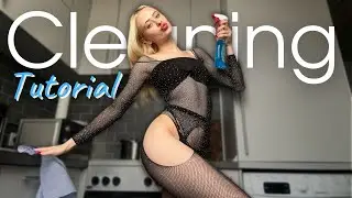 Nika&rsquo;s Slow Sheer Black Mesh Bodysuit Kitchen Counter Cleaning ✧ Gentle Teasing Strokes