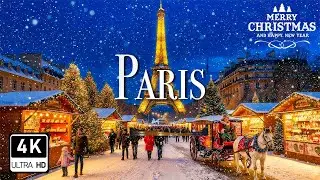 Christmas Atmosphere in Paris 4K 🎄 City of Light & Holiday Magic with Christmas Cinematic Music ✨