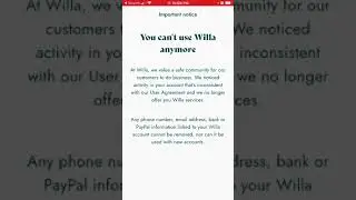 Willa app - account disabled 😏