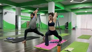 Deep back bend with strap 