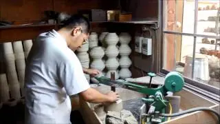 Making pottery sake tea bowl cup by plaster Shuzan kiln from Mino ware