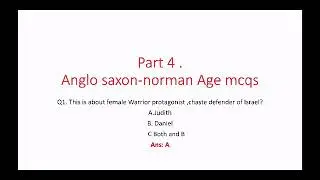 Anglo-Saxon and Norman ages mcqs for NET