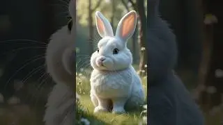 Fuzzy Fuzzy Cute: White Bunny on the Grass 🐰🌿   #FuzzyFuzzyCute #BunnyLove #CuteAnimals