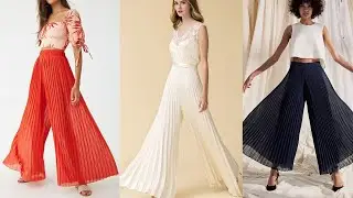 Pleated palazzo pants designs 2021 | Summer Wear High Waisted Pleated Palazzo Designs for ladies
