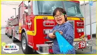 Ryan Explores Fire Trucks and film Ryan's Mystery Playdate