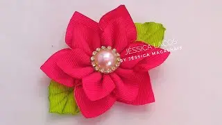 DIY Flor Fácil de Gorgurão  - Flor Moana