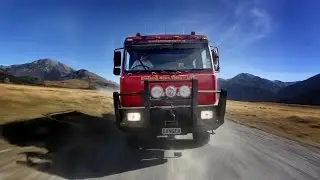 Aerial footage of MAN truck in New Zealand's  high country