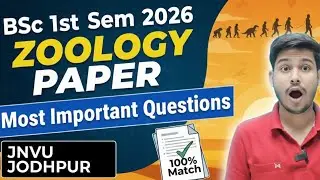 Jnvu jodhpur Bsc 1st semester zoology important questions 2026 | jnvu Bsc 1st semester 