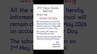 Notice Writing on School Holiday | Handwriting Shorts