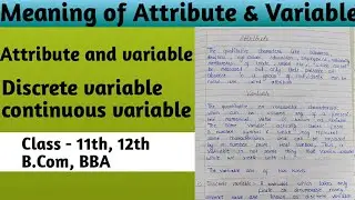 Attribute & Variable | Discrete & Continuous Variable | Classification Of  Data| Business Statistics