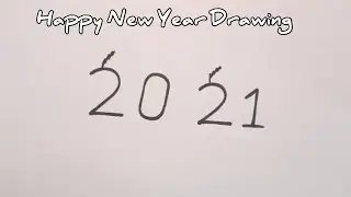 New Year Drawing Very Easy | Happy New Year 2021 Drawing Step By Step | Draw Love Birds By No. 2021