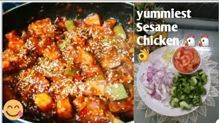 Crispy yummiest Sesame Chicken 🐔🐔😋👌👌 easy quick and delicious chicken recipe# long video🐔🐔😋👌👌👍✨️
