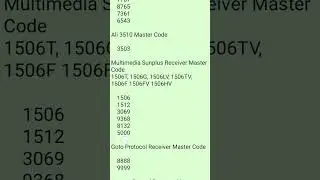 All receiver master code