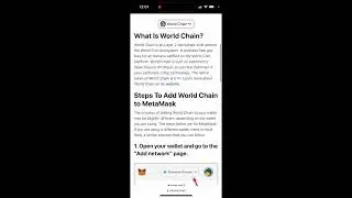WORLD CHAIN TO METAMASK