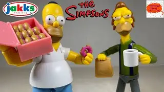 DENTAL PLAN! The Simpsons Homer & Lenny Action Figure Review Coffee Cup Sack Lunch Donut Box Fun