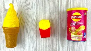 🍟🍅 ASMR Yellow Ice Cream Toy & French Fries Candy | Lay&rsquo;s Tomato Chips Funny Snack Unpacking
