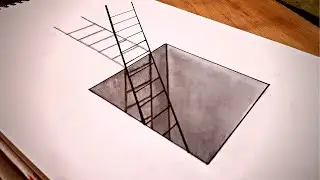 Easy 3D Art Stairs Ladder In Deep Hole