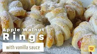 🍏 Apple Rings with Vanilla Sauce/ Walnut Cinnamon Apple Donuts/Apple Puff Pastry 🍏