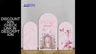 Fairy's First Birthday Arch Backdrop Cover Pink Butterfly Fairy Door Floral Baby Girl Cake Party Dec