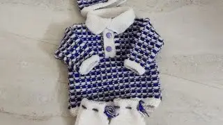 New born baby sweater/Kids sweater design/Two colour knitting pattern/New born baby woolen set