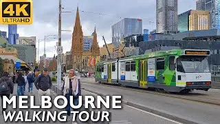 Melbourne City Walking Tour - From Princes Bridge to Collins Street | 4K Video