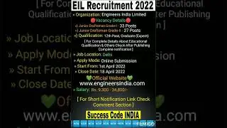 EIL Notification 2022 | EIL Vacancy 2022 #shorts #trending #youtubeshorts #ytshorts #youtube
