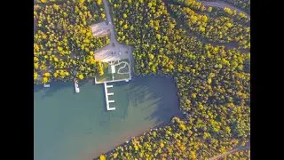 Keweenaw Peninsula, Copper Harbor State Dock, Drone DJI Mini 2. 4K