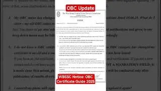 🔥🔥 WBSSC Notice: OBC Certificate Update 2025