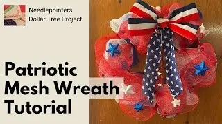 Deco Mesh Patriotic Wreath (Dollar Tree Craft)