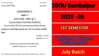 OSOU Sambalpur political Science Assignment Questions and Answers 1st semester 2025-26 July Batch 